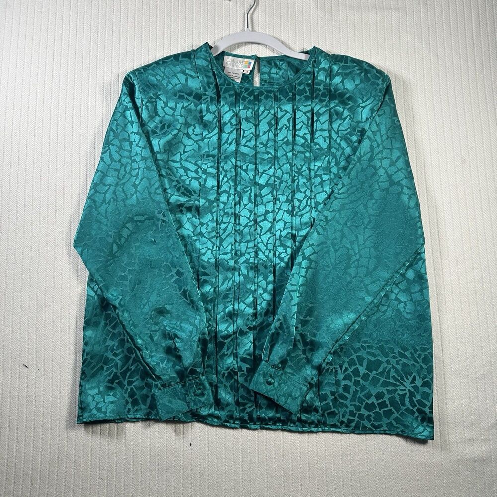 Claudia Barnes Women’s Size 14 Teal Turquoise Polyester Blouse